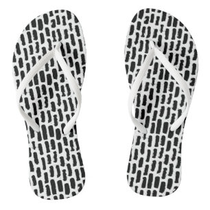 Black Brush Strokes Pattern Thongs