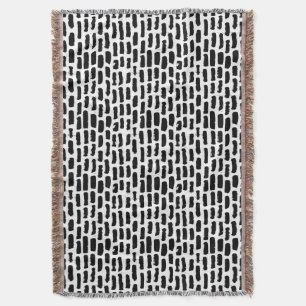 Black Brush Strokes Pattern Throw Blanket