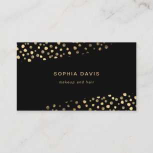 Black Brush Strokes with Faux Gold Dots Business Card