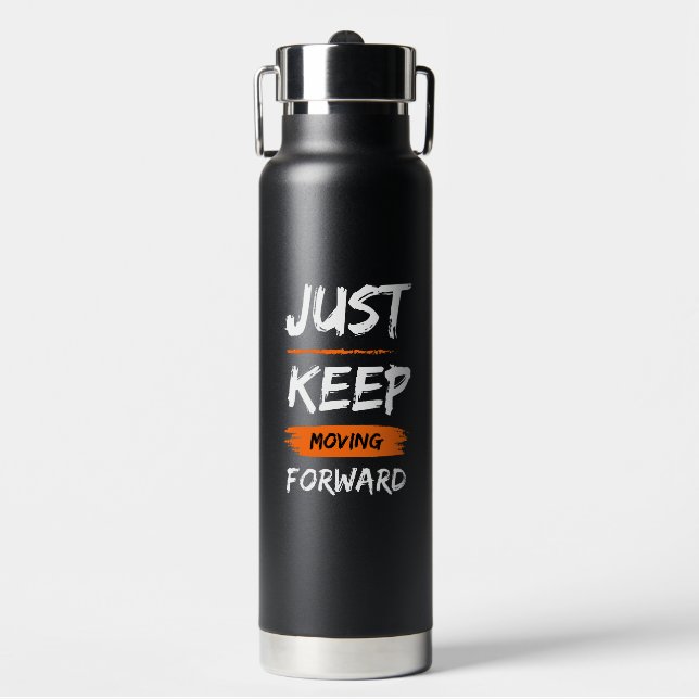 Black Brush Style Inspirational Quote  Water Bottle (Front)