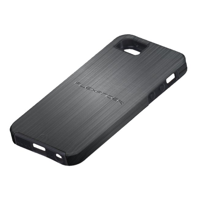 Black Brushed Aluminium Metal Pattern-Custom Text Case-Mate iPhone Case (Bottom)