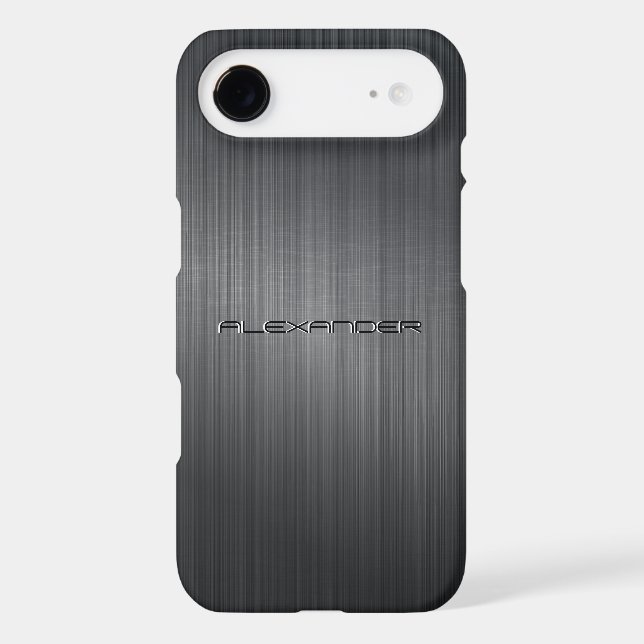 Black Brushed Aluminium Metal Pattern-Custom Text Case-Mate iPhone Case (Back)