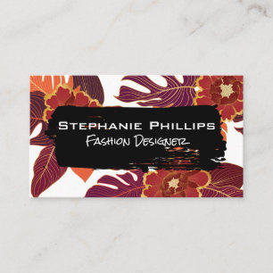 Black Brushed Floral Pattern Design Business Card