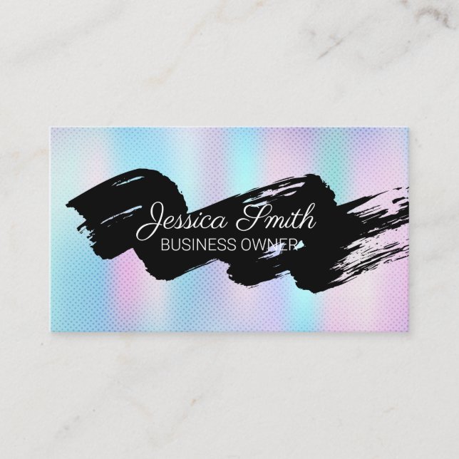 Black Brushed | Holographic Gradient Business Card (Front)