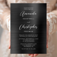Black Brushed Metal Script Wedding