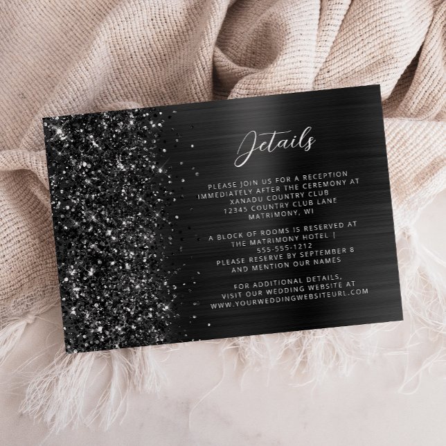 Black Brushed Metal Wedding Details  Enclosure Card (Creator Uploaded)