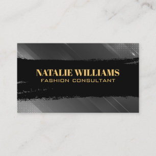 Black Brushed Stroke   Grey Abstract Background Business Card