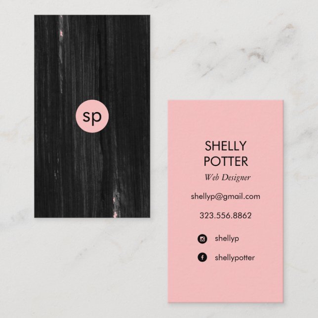 Black brushstroke pink business card design (Front/Back)
