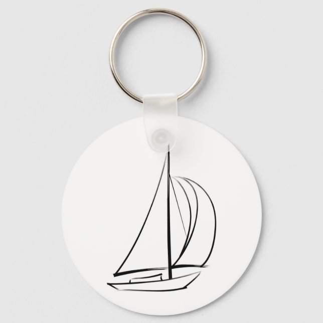 Black Brushstroke Sailboat Key Ring (Front)