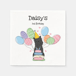 Black Brussels Griffon Birthday Paper Napkin