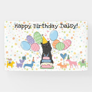 Black Brussels Griffon Cropped Ears Birthday Party Banner