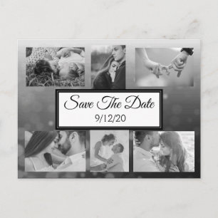 Black bubbles Striped Photo Save the Date Announcement Postcard