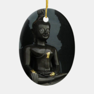 Black Buddha ... Nong Khai, Isaan, Thailand Ceramic Tree Decoration