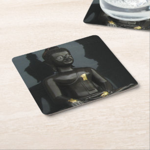 Black Buddha ... Nong Khai, Isaan, Thailand Square Paper Coaster