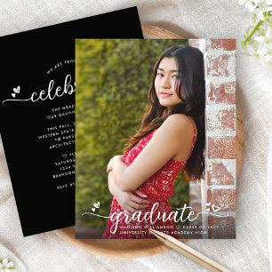 Black Budget Photo Graduation Script Invitation