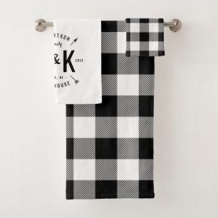 Black Buffalo Check and Farmhouse Arrow Monogram Bath Towel Set