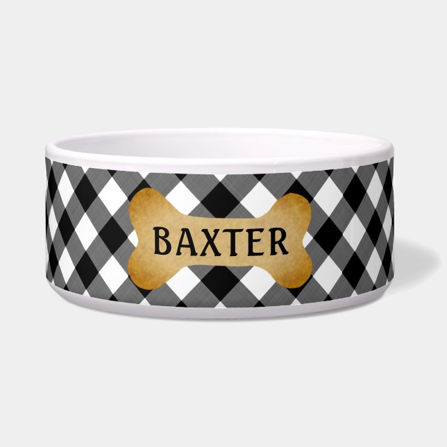 Black Buffalo Check Dog Bone Personalised (Front)