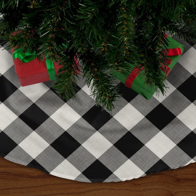 Black Buffalo Check | Farmhouse Holiday Brushed Polyester Tree Skirt (Creator Uploaded)