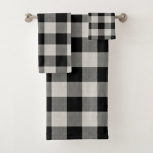 Black Buffalo Check Modern Farmhouse Bath Towel Set