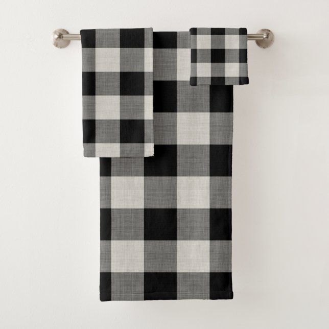 Black Buffalo Check | Modern Farmhouse Bath Towel Set (Insitu)