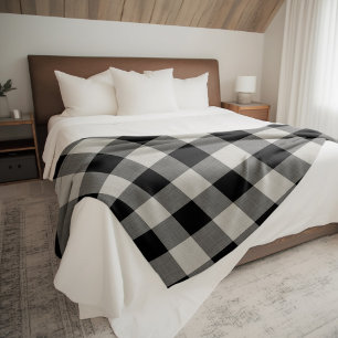 Black Buffalo Check   Modern Farmhouse Decor Fleece Blanket