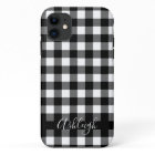 Black Buffalo Check Plaid Personalised Name