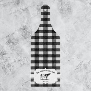 Black Buffalo Plaid Farm Cow Cutting Board