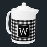 Black Buffalo Plaid Monogram Teapot<br><div class="desc">Add your initials or other text to customise this simple and rustic Buffalo Plaid Monogram Teapot. This trendy and chic teapot would make a perfect accent to your table or decor.</div>