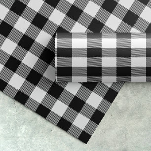 Black Buffalo Plaid Pattern Christmas Gift Wrapping Paper