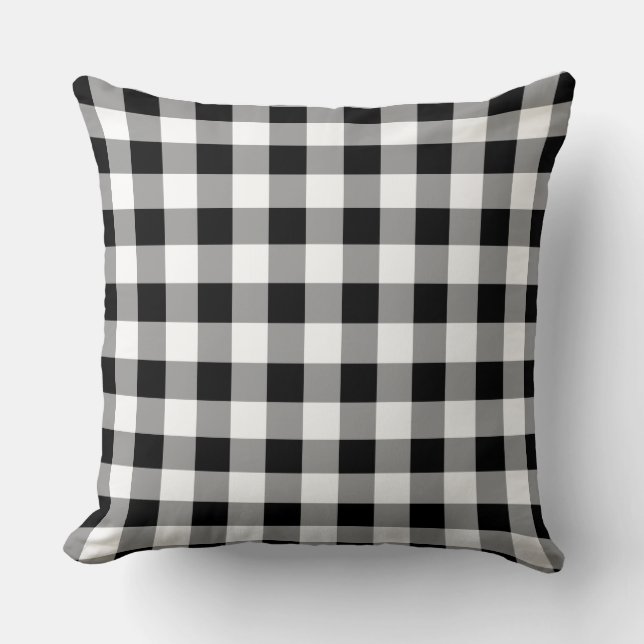 Black Buffalo Plaid Pattern Cushion (Front)