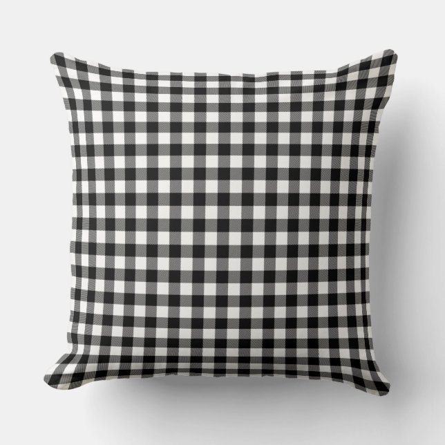 Black Buffalo Plaid Throw Pillow (Front)
