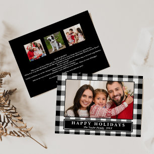 Black Buffalo Plaid Year In Review Christmas Photo Holiday Card