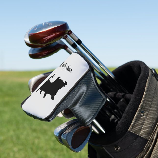 Black Bull Design Golf Head Cover (In Situ)