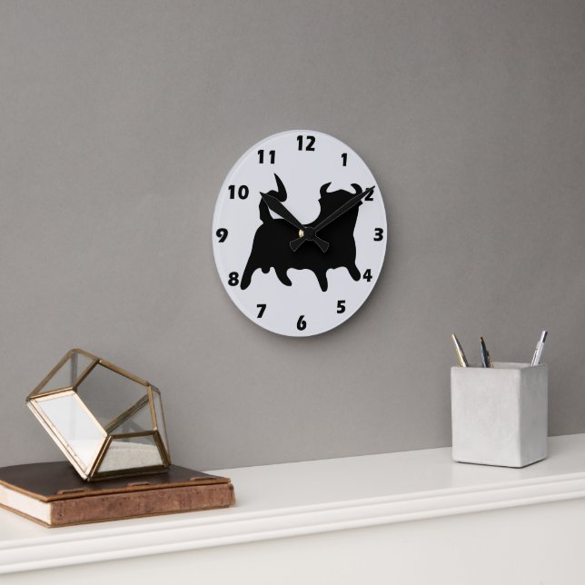 Black Bull Design Round Clock (Office)