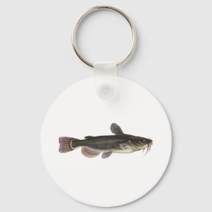 Black Bullhead Catfish Art Key Ring