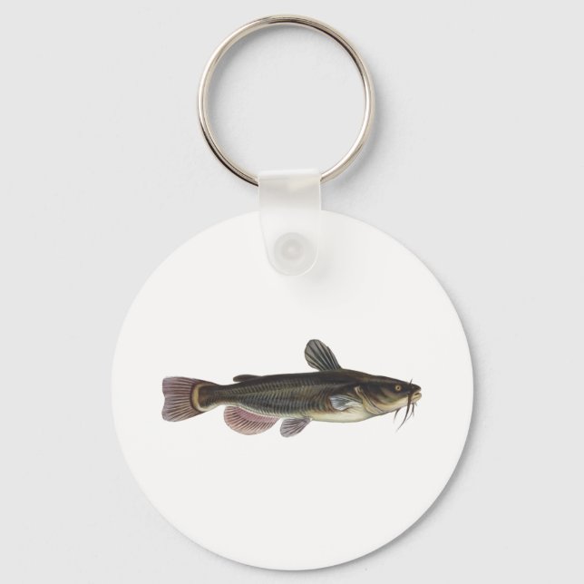 Black Bullhead Catfish Art Key Ring (Front)