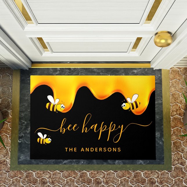 Black bumble bees  honey monogram doormat (Creator Uploaded)