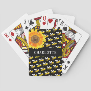 Black bumble bees sunflower name playing cards