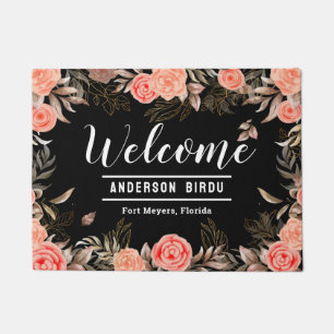 Black bumble bees sunflower welcome doormat
