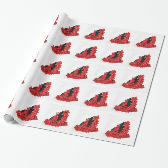 Black bunny rabbit Christmas Wrapping Paper (Unrolled)