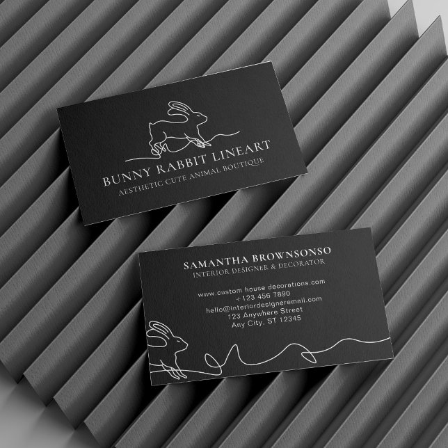Black Bunny Rabbit Line Art Baby Animal Business Card (Black Bunny Rabbit Line Art Baby Animal Business Card)