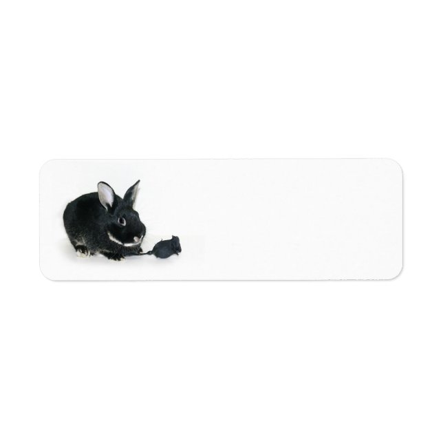 Black Bunny rose Return Address Label (Front)