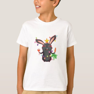 Black bunny with Christmas garland T-Shirt