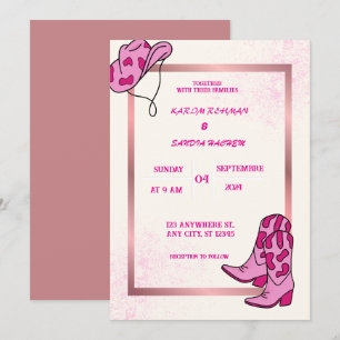 Black Burgundy and Gold Floral Modern Boho Wedding Invitation