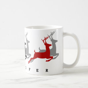 Black, burgundy and yallow Reindeers Christmas  Co Coffee Mug