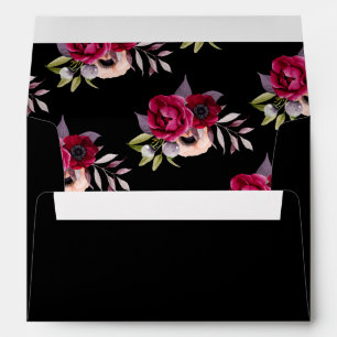 Black burgundy florals envelope