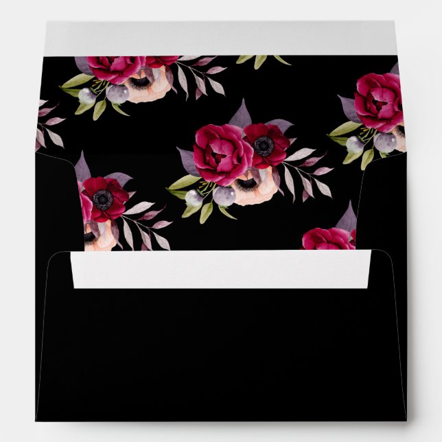Black burgundy florals envelope (Back (Bottom))