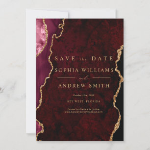 Black & Burgundy Gold Modern Sve the Date Invitation