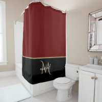 Black | Burgundy  & Gold Monogram Elegant Luxury 