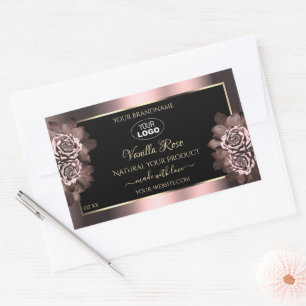 Black Burgundy Gold Product Labels Pink Roses Logo
